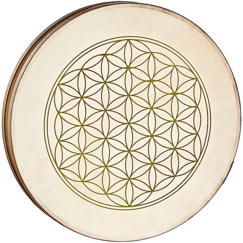16" Wave Drum, Flower of Life, Goat & Goat Head